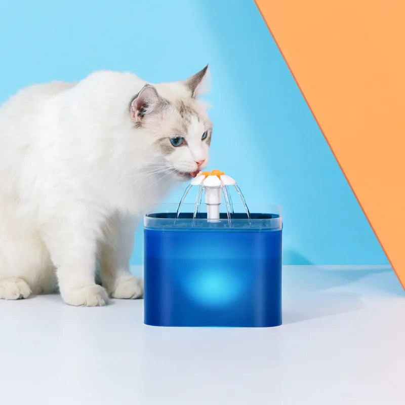 Fonte de Água Automática ZYfeeder Com Iluminação Led para Cães e Gatos 2L // Dispensador de Água USB para Animais de Estimação com Filtragem circulante