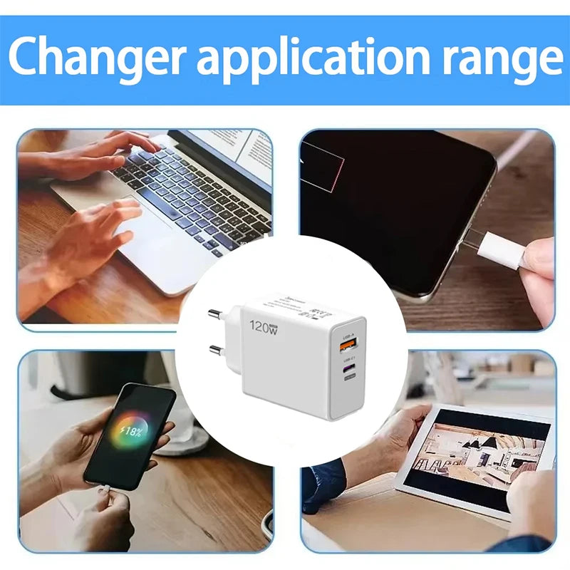 Carregador Original Xiaomi 120 W // Carregamento Rápido PD USB 2 Portas // Carregamento Rápido p/ Xiaomi, Huawei, iPhone, Samsung