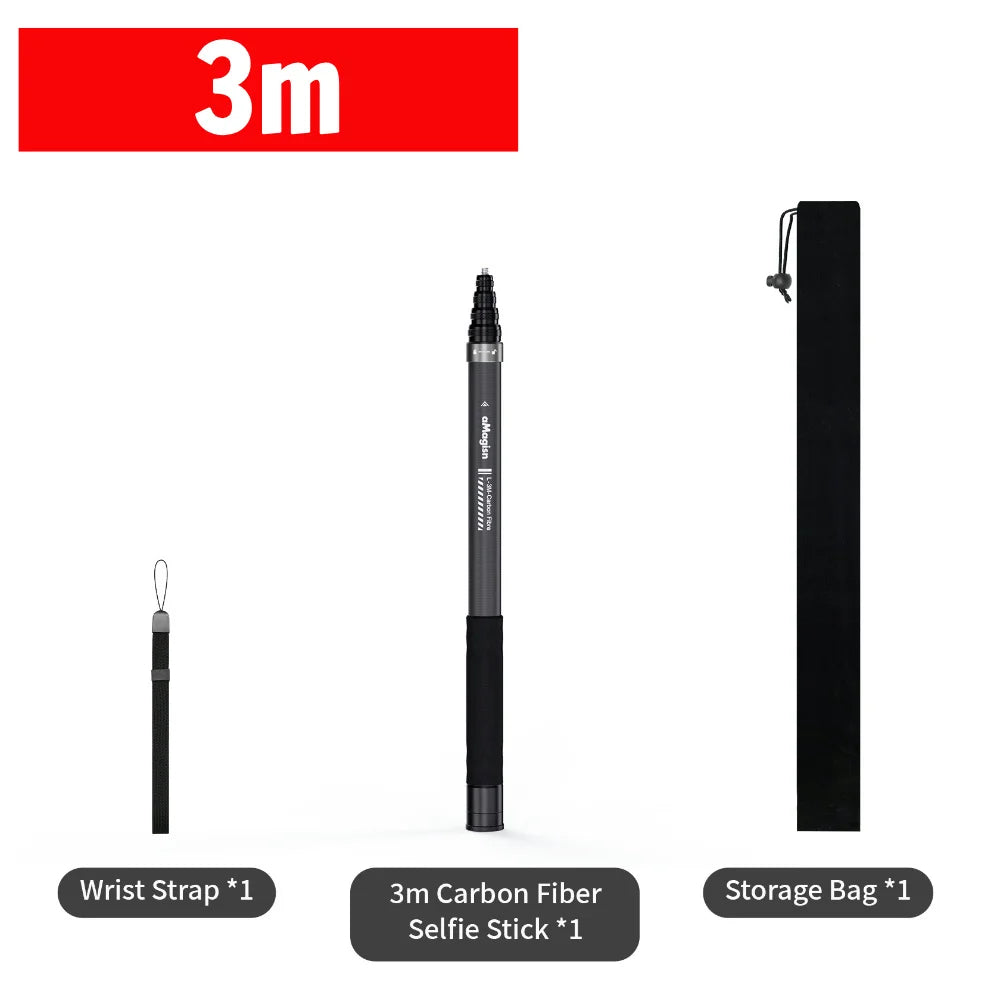 Bastão de Selfie Invisível aMagisn 3M // Monopé Estendido de Fibra de Carbono // Bastão longo de 3M