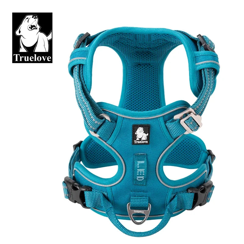 Truelove Pet Nylon Refletivo para Cães // Sem Puxão // Ajustável Médio/Grande // Colete de Segurança p/ Cães Travessos com Guia p/ Caminhada e Corrida