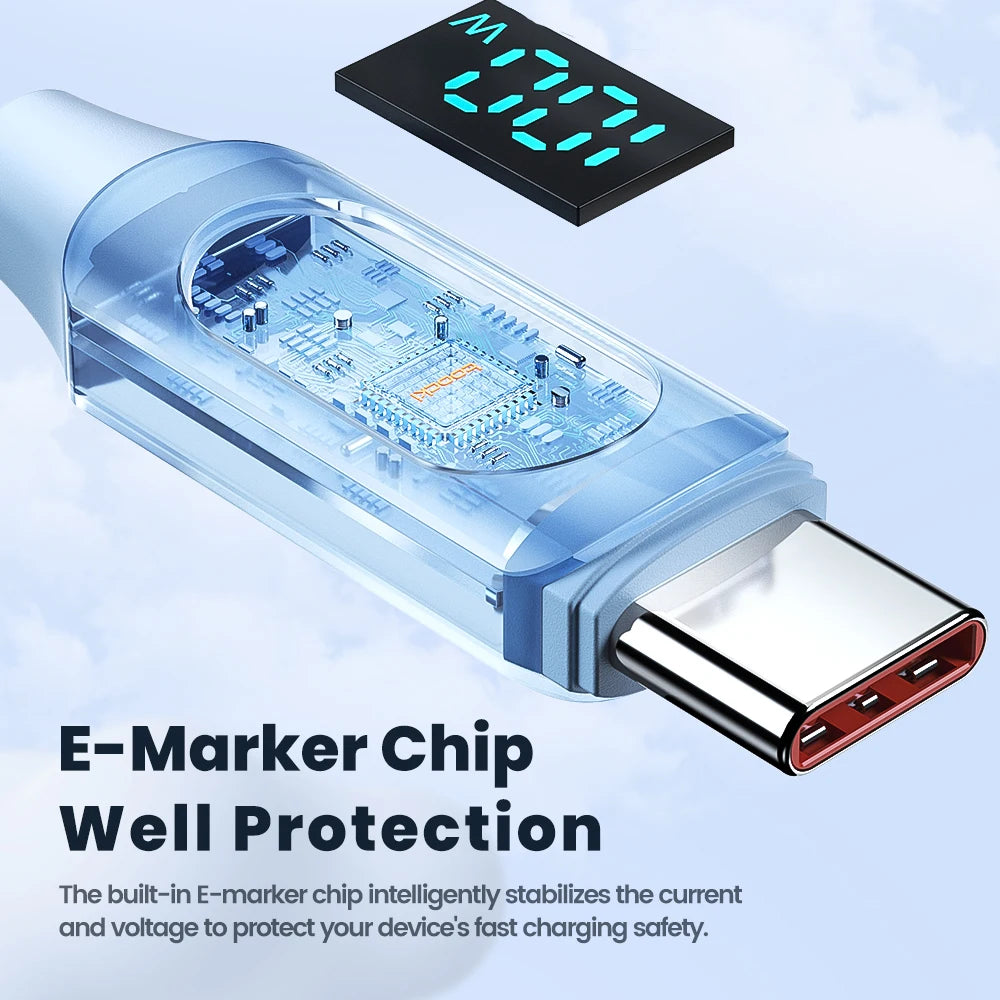 Cabo PD 100W Toocki Silicone USB Tipo C para USB C // Carregamento Rápido p/ Macbook Samsung / Huawei / Xiaomi Tipo C para Tipo C Cabo Display