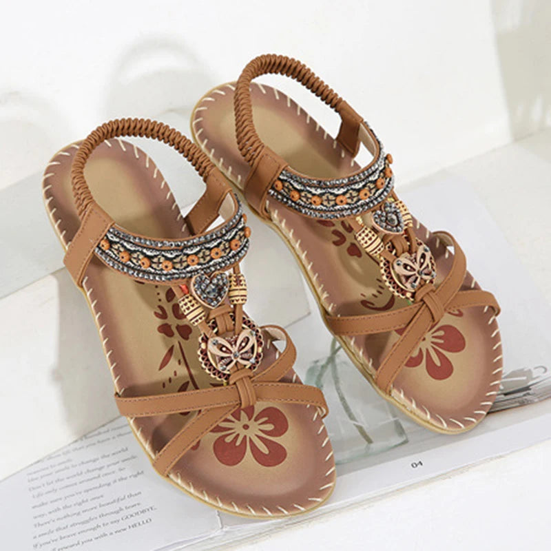 Sandálias Femininas de Verão // Sandálias Macias Femininas Retro // Elegante Calçado Feminino