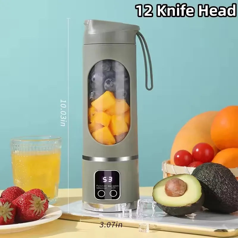 Novo Mini Espremedor Elétrico // Copo de Suco c/ Motor Potente // Gelo Picado // Grande Capacidade / 450ml // Display Digital //