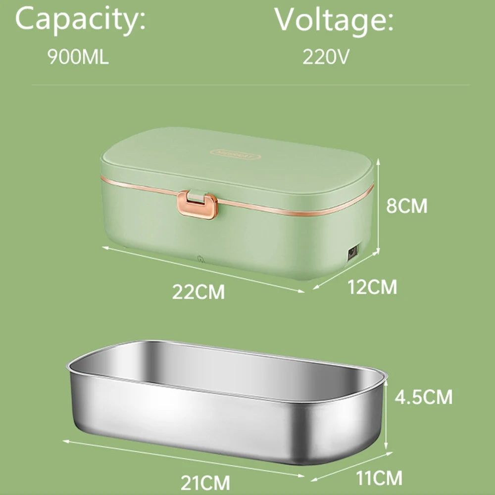 Lancheiras térmicas de escritório, lancheiras elétricas portáteis, caixa bento com aquecimento sem água, aquecedor de alimentos de aço inoxidável