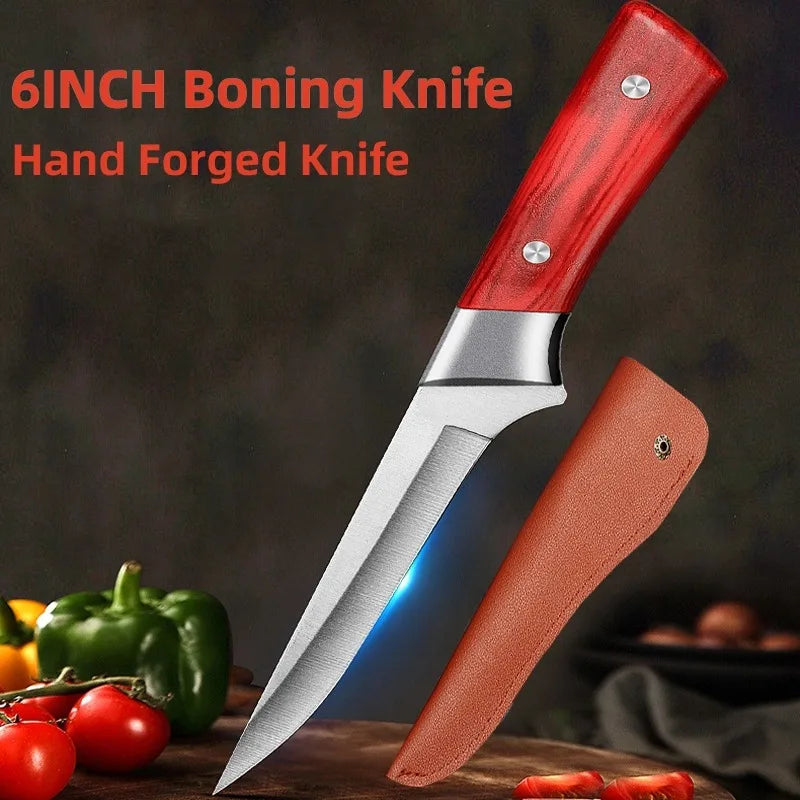 Faca de Cozinha para Desossar // Aço Inoxidável // Faca para Descascar Frutas, Cortar Carne // Cutelo de Açougueiro // Faca de Chef c/ Capa