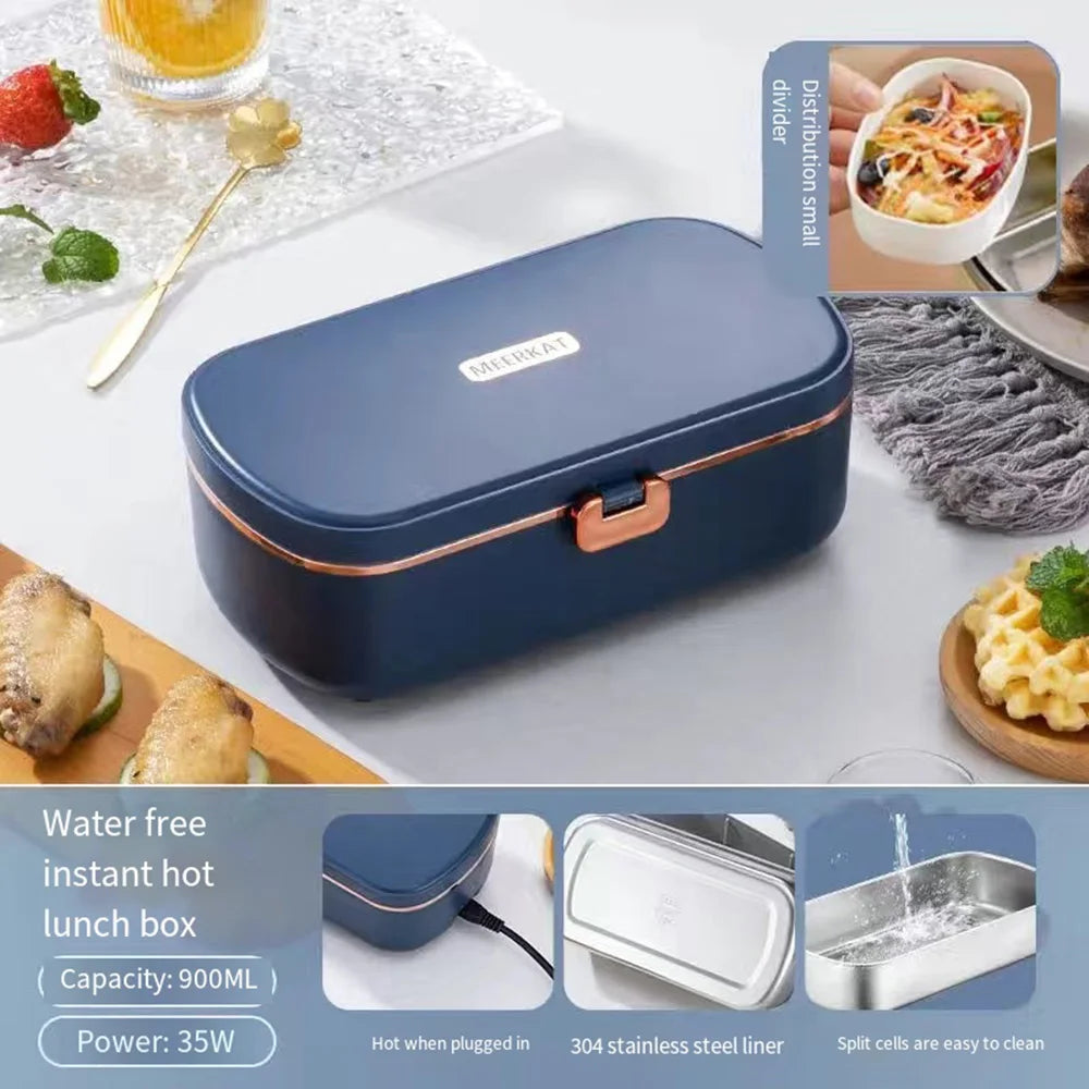 Lancheiras térmicas de escritório, lancheiras elétricas portáteis, caixa bento com aquecimento sem água, aquecedor de alimentos de aço inoxidável