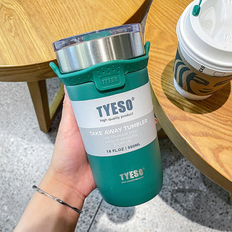 Caneca de Café de Aço Inoxidável Tyeso 550/710ml c/ Canudo // Garrafa de Água p/ Carro // Garrafa Térmica a Vácuo // Copo Térmico // Garrafa Térmica Dupla