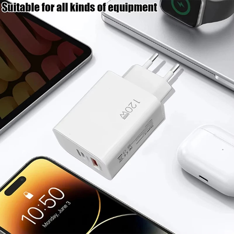 Carregador Original Xiaomi 120 W // Carregamento Rápido PD USB 2 Portas // Carregamento Rápido p/ Xiaomi, Huawei, iPhone, Samsung