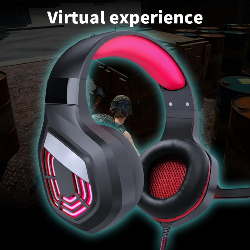 Fone de Ouvido para jogos G7 // Microfone c/ Cancelamento de Ruído // Som Surround, 3,5 mm // Luzes LED com Fio // Fone de ouvido para Jogos // PC e Laptop