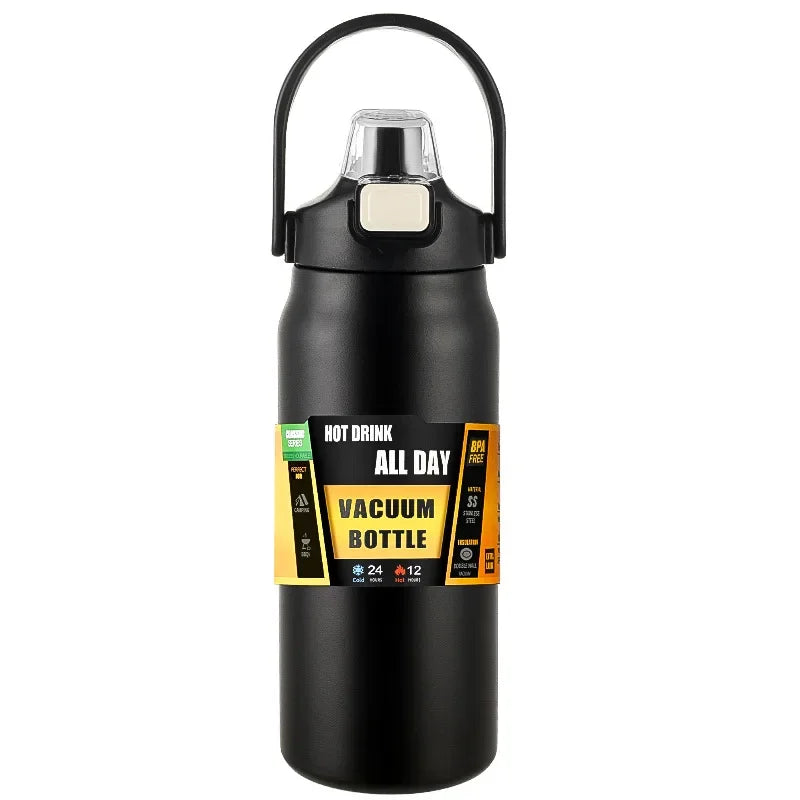 Garrafa térmica portátil para atividades ao ar livre, de aço inoxidável 304, caneca térmica, frascos a vácuo, garrafa esportiva para água fria e quente com canudo