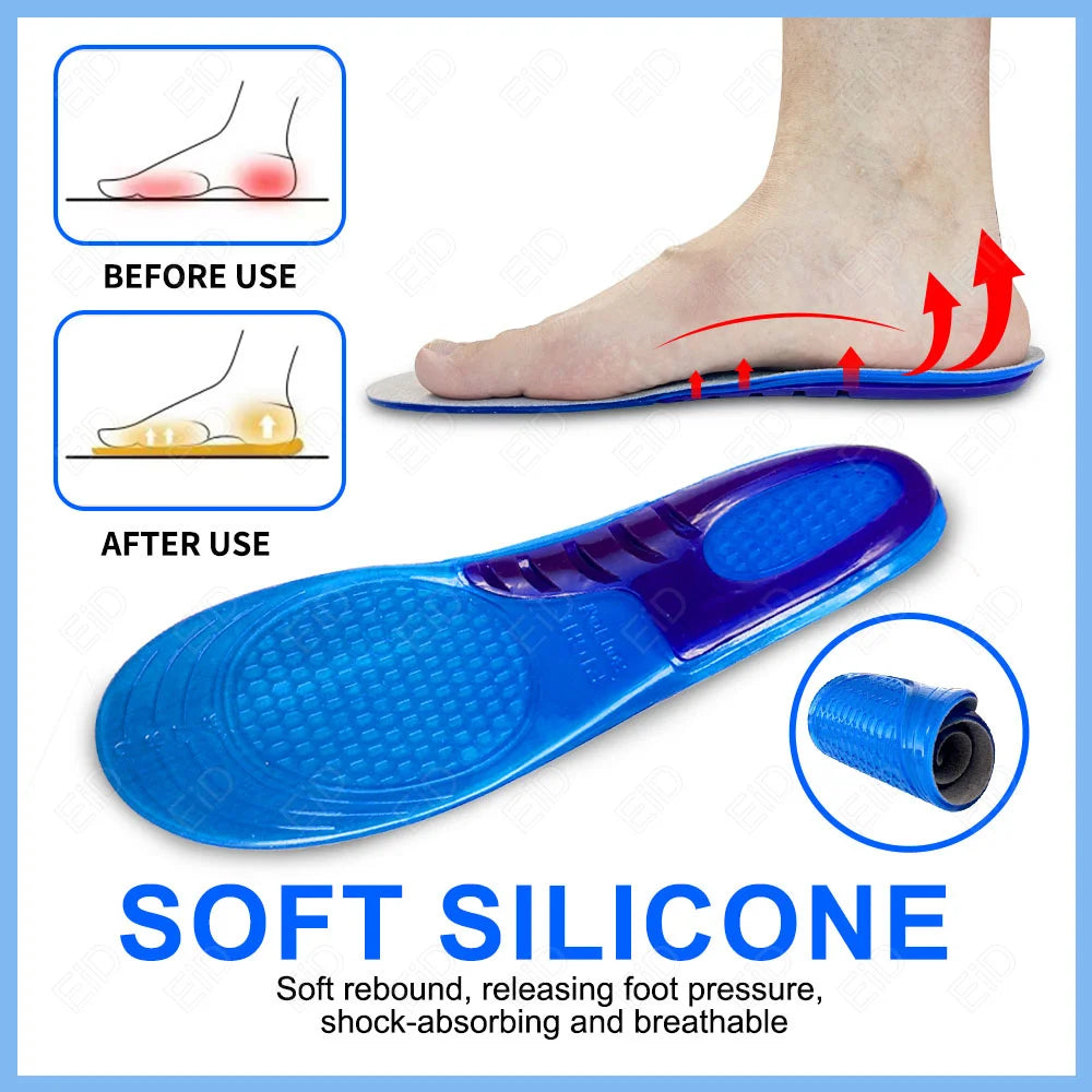 Palmilhas de Silicone p/ Sapatos // Palmilha de Suporte de Arco Ortopédico // Palmilha Macia p/ Calçados // Modelo Esportivo Antiderrapante // Sola de Sapato Unissex Tamanho Grande