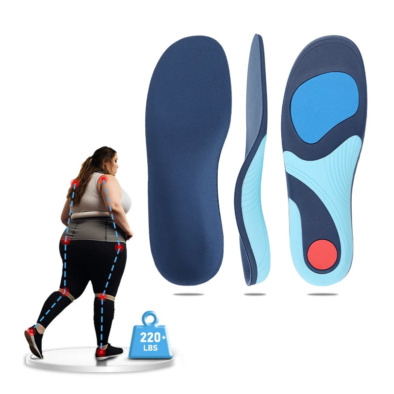 Palmilhas Ortopédicas Resistentes p/ Adultos c/ + de 100 kg // Suporte de Arco de EVA de Alta Densidade c/ Absorção de Choque p/ Fascite Plantar e Dor nas Costas