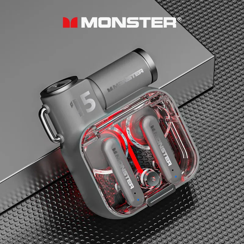 Fones de Ouvido MONSTRO TWS Original Monstro xkt15 Sem Fio // Bluetooth 5.3 jogos RGB Flip Cover Design // Fone Baixa Latência 2024 Novo