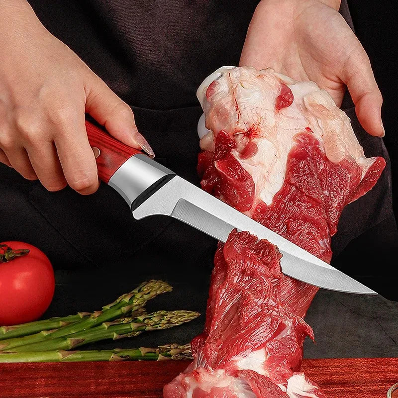 Faca de Cozinha para Desossar // Aço Inoxidável // Faca para Descascar Frutas, Cortar Carne // Cutelo de Açougueiro // Faca de Chef c/ Capa