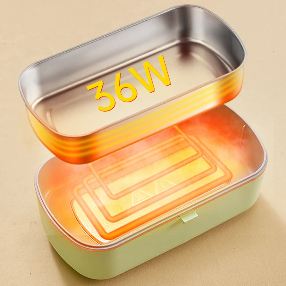 Lancheiras térmicas de escritório, lancheiras elétricas portáteis, caixa bento com aquecimento sem água, aquecedor de alimentos de aço inoxidável