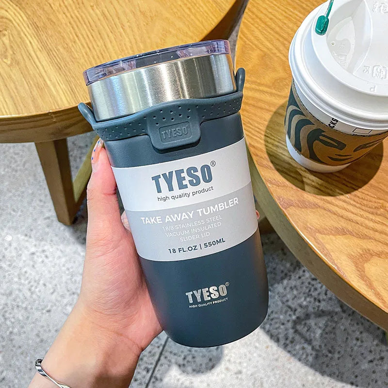 Caneca de Café de Aço Inoxidável Tyeso 550/710ml c/ Canudo // Garrafa de Água p/ Carro // Garrafa Térmica a Vácuo // Copo Térmico // Garrafa Térmica Dupla