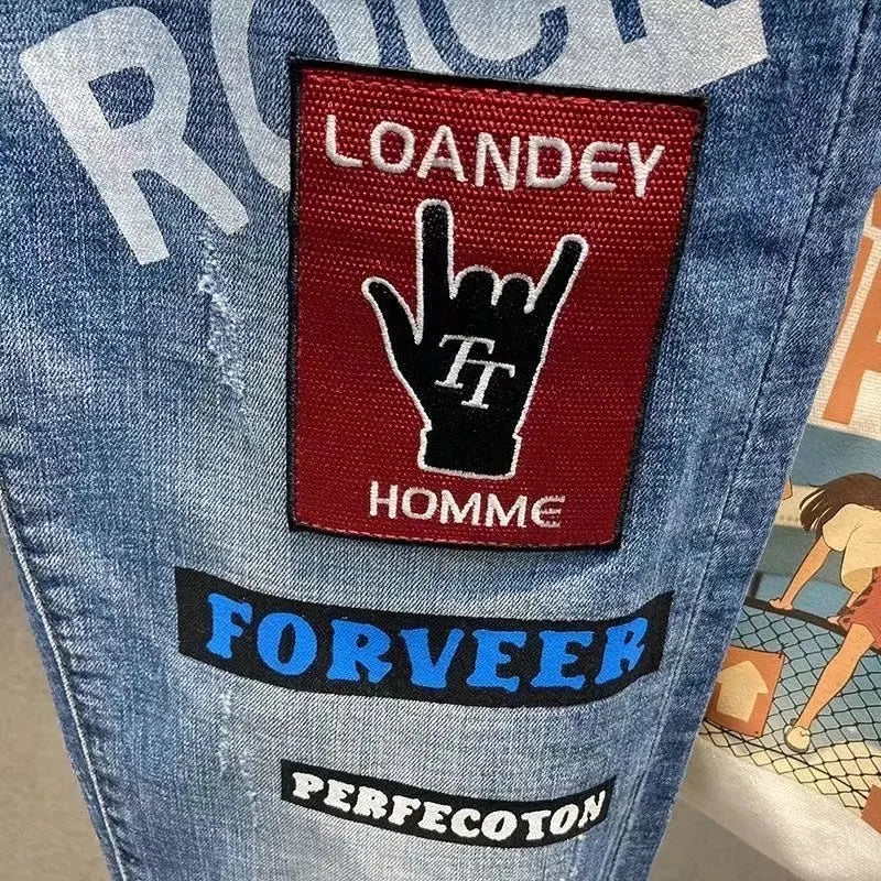 Calças de Brim Masculinas Moda de Rua / Hip-hop // Jeans Masculino Estilo Punk // Calças Jeans Verão Primavera // Masculino Elástico // Fino Ajuste e Alta Qualidade em Jeans Masculinos!!!