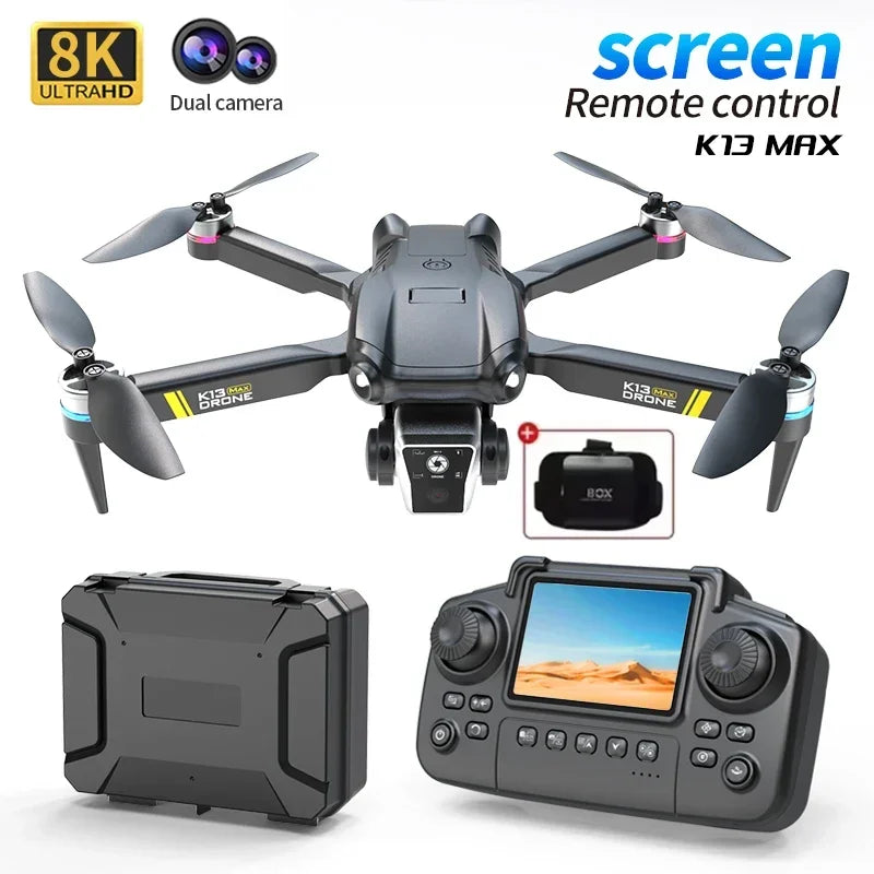 Drone Profissional K13MAX RC 8K HD Câmeras // WIFI FPV // Altura Segurar Gesto // Fotografia // Quadricóptero Dobrável // Tela Controle Remoto GIF