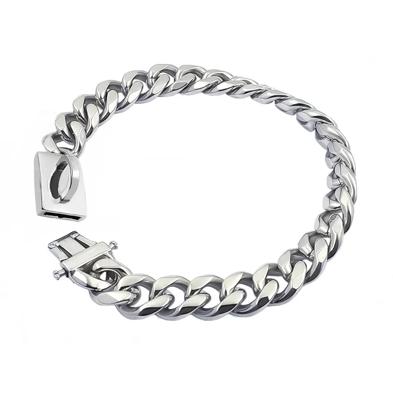 Coleira Dourada de Aço Inoxidável p/ Cães // Com 19 mm de Largura // Ideal p/ Cães de Porte Médio e Grande // Como Bulldog Francês, Labrador Retriever, etc