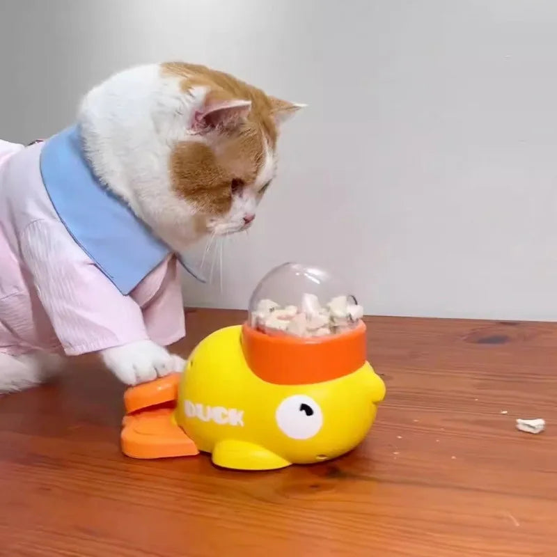 Lançador Patinho Amarelo // Brinquedos p/ Gatos // Auto-prazer e Alívio do Tédio // Palito para Gatos // Petiscos p/ Animais de estimação // Liofilizado // Brinquedo Anti-Vazamento de Comida p/ Gatinhos