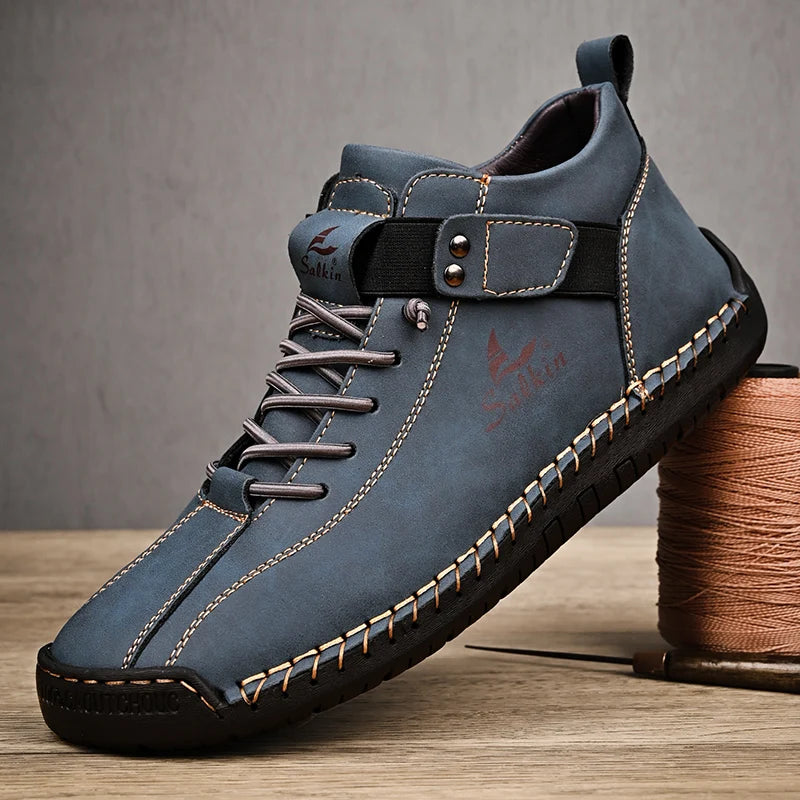Sapato Masculino de Couro Casual Feito à Mão // Novo Design Tênis Respirável // Sapatos de Couro // Botas de Tornozelo