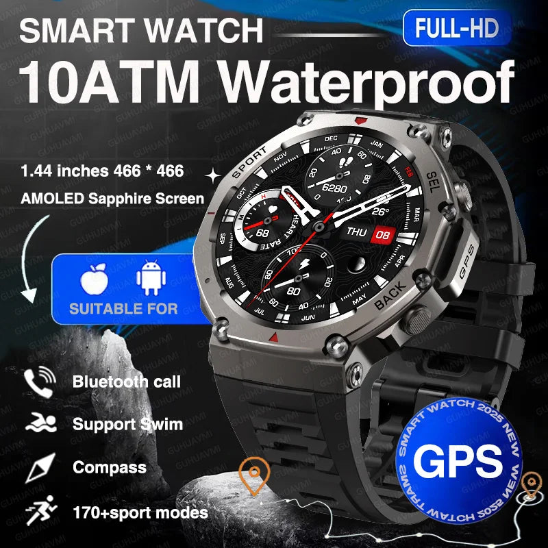 Relógio inteligente T-Rex 3 original militar com GPS para natação, masculino, para Xiaomi, 10ATM, IP69K, à prova d'água, pulseira com 170 GPS esportivo integrado