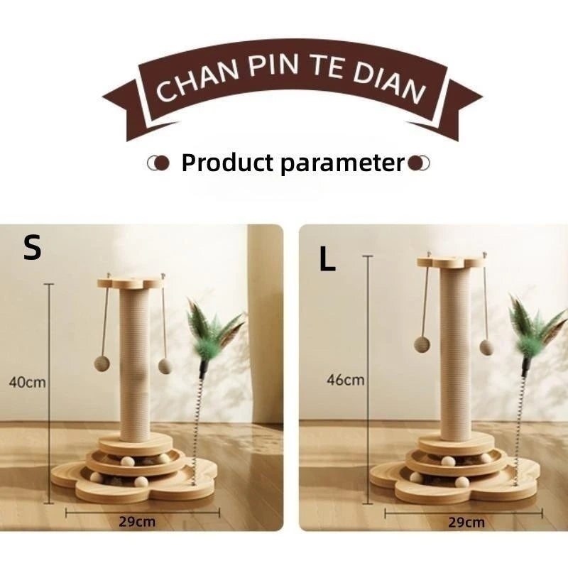 Brinquedo p/ Gatos de Estimação // Plataforma Giratória de Madeira Maciça p/ Gatos // Bolas Divertidas p/ gatos // Tábua de Arranhar de Sisal Durável