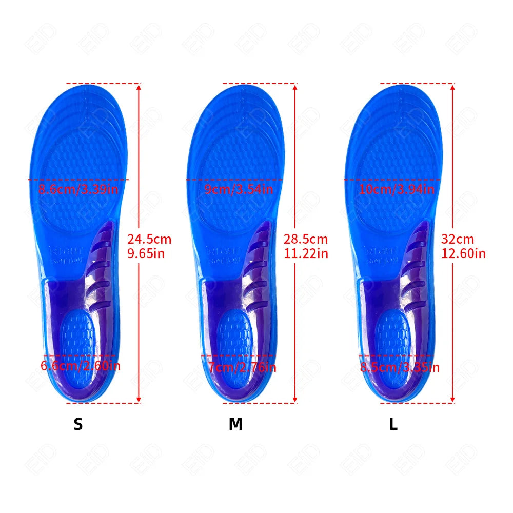 Palmilhas de Silicone p/ Sapatos // Palmilha de Suporte de Arco Ortopédico // Palmilha Macia p/ Calçados // Modelo Esportivo Antiderrapante // Sola de Sapato Unissex Tamanho Grande