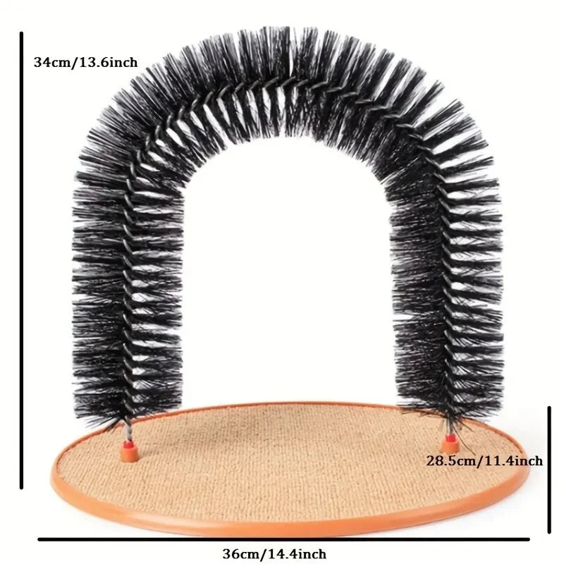 Brinquedo p/ Gatos Arch Self Groome Pamper Feline // Com Escova de Massagem e Escova com Arranhador p/ Gatos // Brinquedo Interativo
