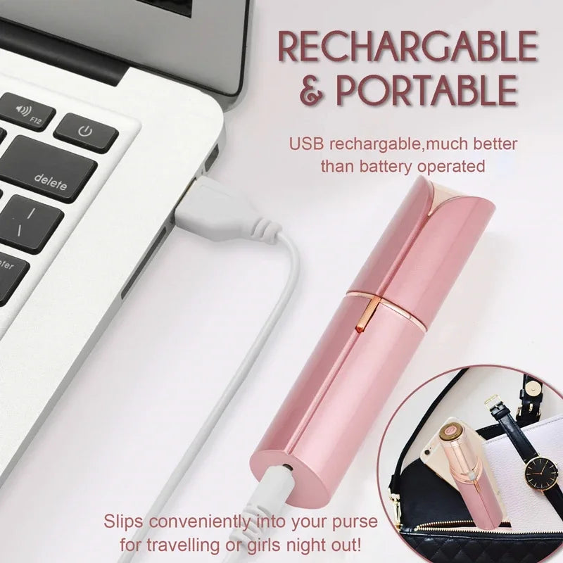 Novo Depilador Facial Batom // Depilador Barbeador USB // Aparador Elétrico de Sobrancelhas // Removedor de Pelos Femininos Mini Barbeador Depilador