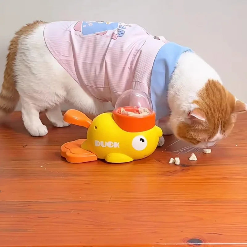 Lançador Patinho Amarelo // Brinquedos p/ Gatos // Auto-prazer e Alívio do Tédio // Palito para Gatos // Petiscos p/ Animais de estimação // Liofilizado // Brinquedo Anti-Vazamento de Comida p/ Gatinhos