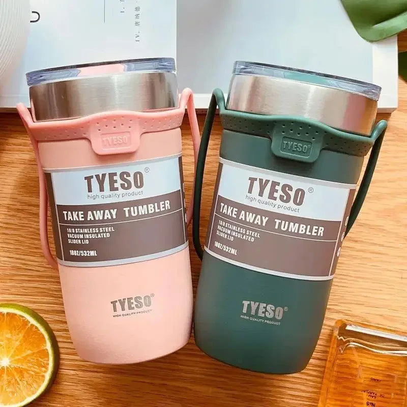 Caneca de Café de Aço Inoxidável Tyeso 550/710ml c/ Canudo // Garrafa de Água p/ Carro // Garrafa Térmica a Vácuo // Copo Térmico // Garrafa Térmica Dupla