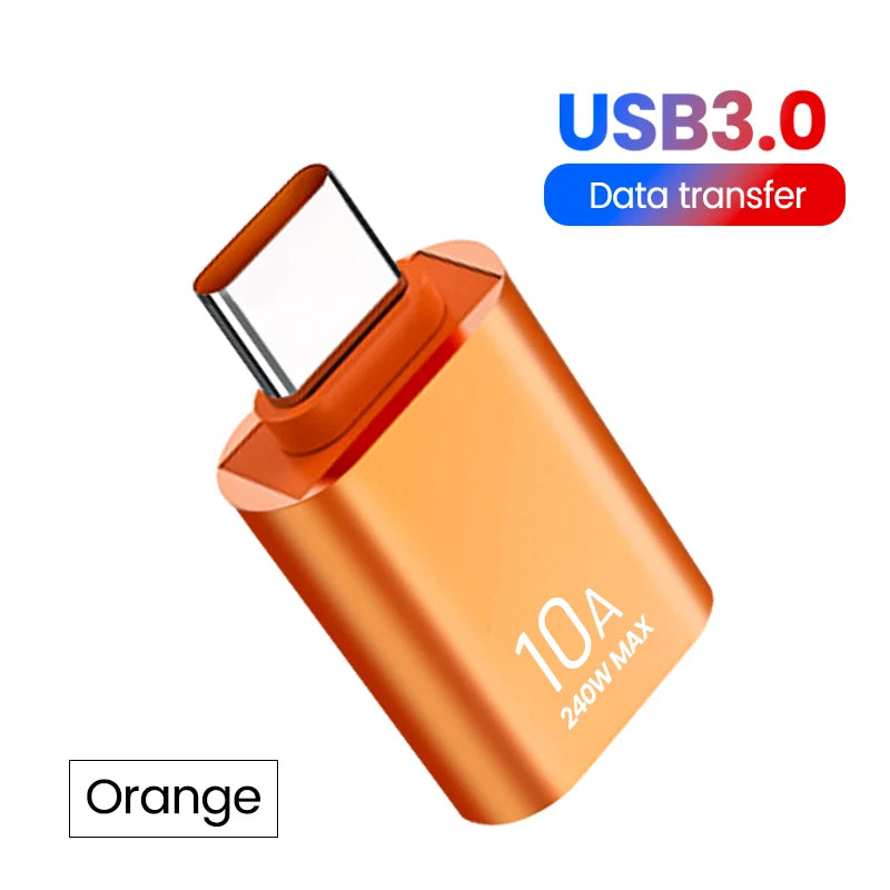 Adaptador USB 3.0 OTG 10A para Tipo C USB // Fêmea para Tipo C // Macho Adaptador de Carregamento Rápido OTG USB C // Para Xiaomi Samsung Laptop PC