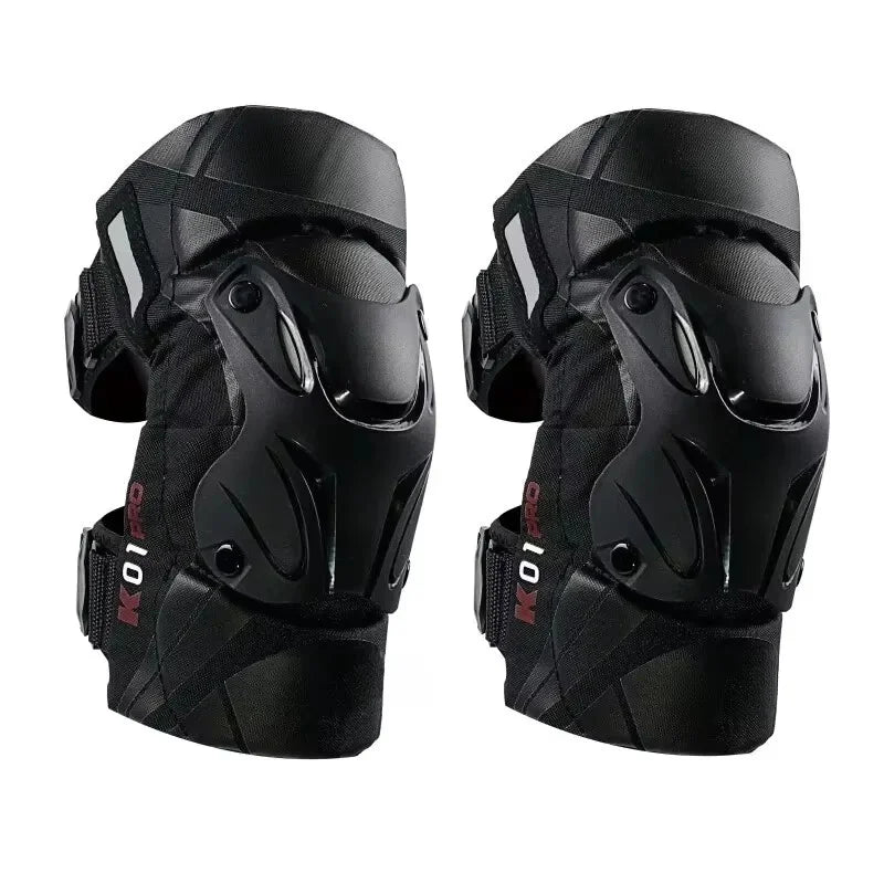 Protetores de joelho off-road: armadura CE resistente a impactos e alças ajustáveis para pilotagem noturna e corridas de motocicleta