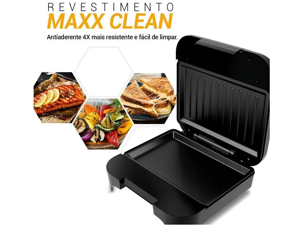 Sanduicheira Grill Philco Preta Antiaderente PGR25A 750W - 220V // Philco Black Nonstick Grill Sandwiches