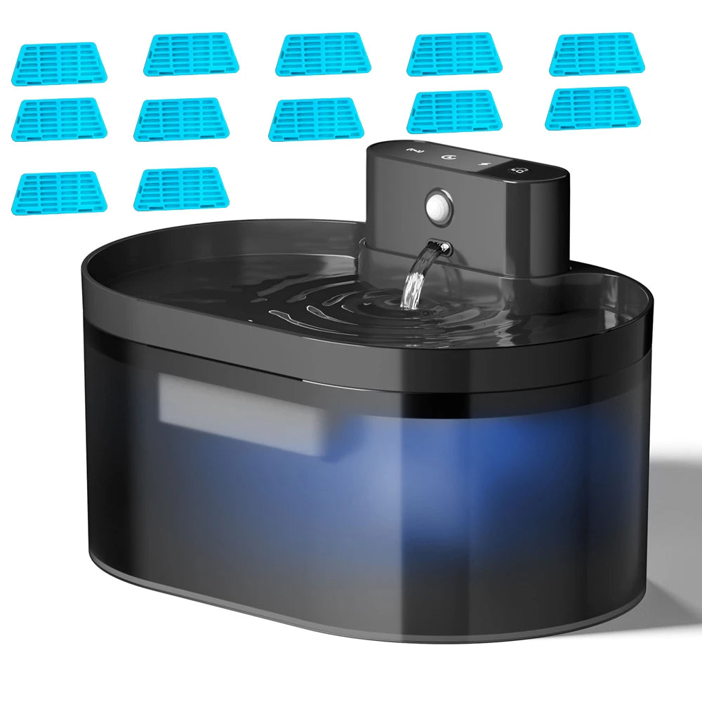 Fonte de Água para Gatos Sem Fio de 2,2 L // Operada por Bateri Fonte de Água Automática para Animais de Estimação com Sensor de Movimento