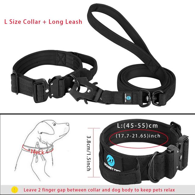 Coleira Tático-Militar para cães // Ajustável/Durável // Para treinamento // De Nylon Shepard // Fivela de metal // Para animais de estimação de Grande Porte