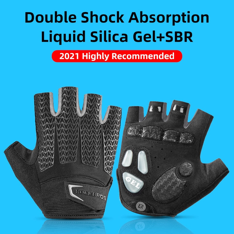 Luvas de Ciclismo ROCKBROS // Meia-curta à Prova de Choque Respirável MTB // Luvas de Bicicleta de Estrada Unissex // Equipamentos de Ciclismo Esportivo // Perfeita!!!