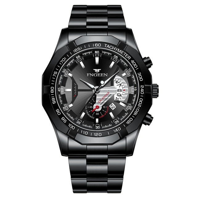 2025 Top Brand Relógio de Luxo FNGEEN Esportivo Quartzo Militar Aço Completo // Moda Casual Relógio de Pulso Masculino À Prova D' Água 50M de Profundidade