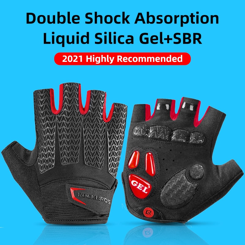 Luvas de Ciclismo ROCKBROS // Meia-curta à Prova de Choque Respirável MTB // Luvas de Bicicleta de Estrada Unissex // Equipamentos de Ciclismo Esportivo // Perfeita!!!