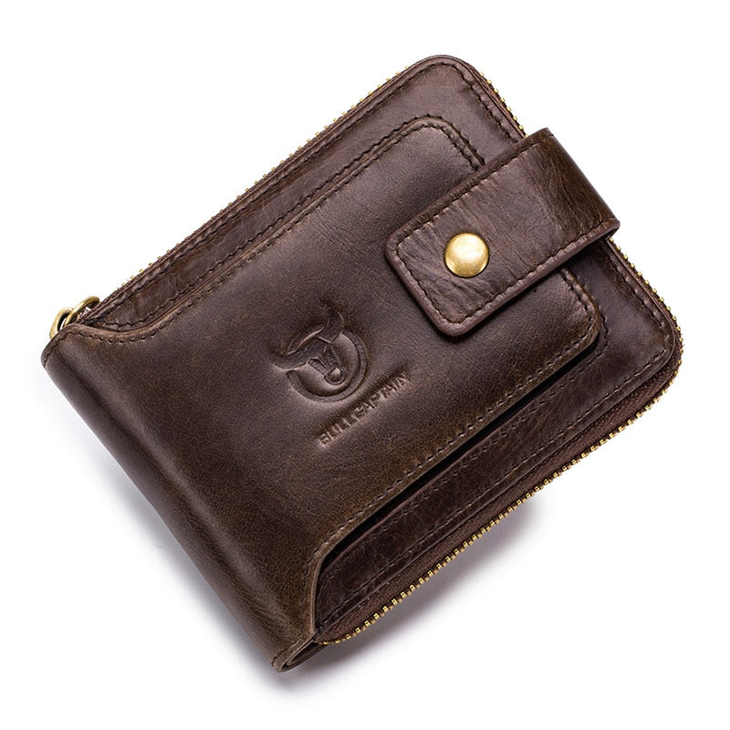 Carteira Masculina de Couro Genuíno BULLCAPTAIN // Carteira Masculina Bolsa Multifuncional // Compartimento p/ Moedas/Cartão // Linda e Elegante!!!