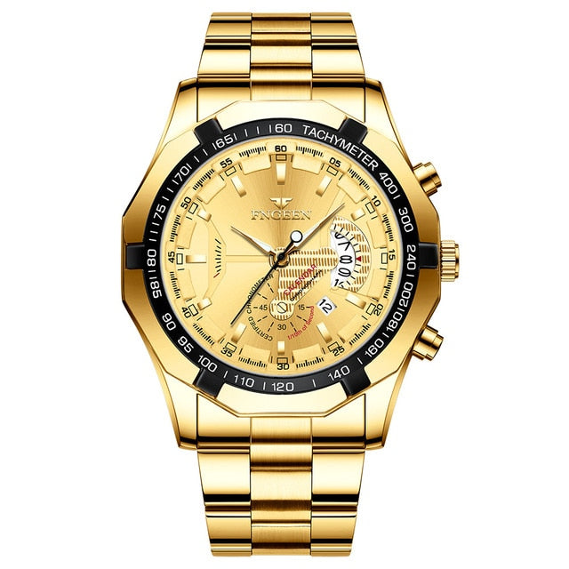 2025 Top Brand Relógio de Luxo FNGEEN Esportivo Quartzo Militar Aço Completo // Moda Casual Relógio de Pulso Masculino À Prova D' Água 50M de Profundidade