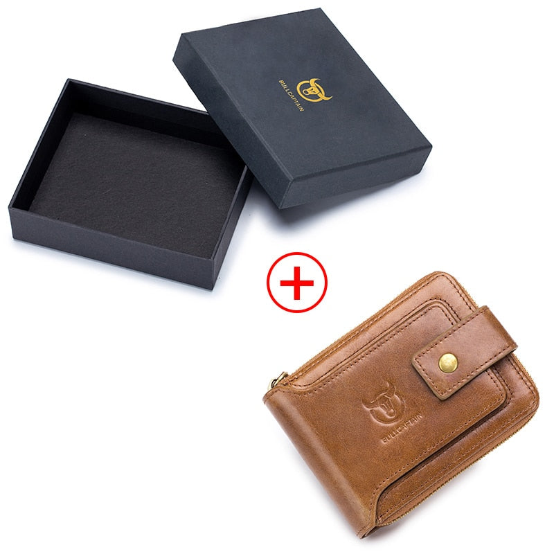 Carteira Masculina de Couro Genuíno BULLCAPTAIN // Carteira Masculina Bolsa Multifuncional // Compartimento p/ Moedas/Cartão // Linda e Elegante!!!