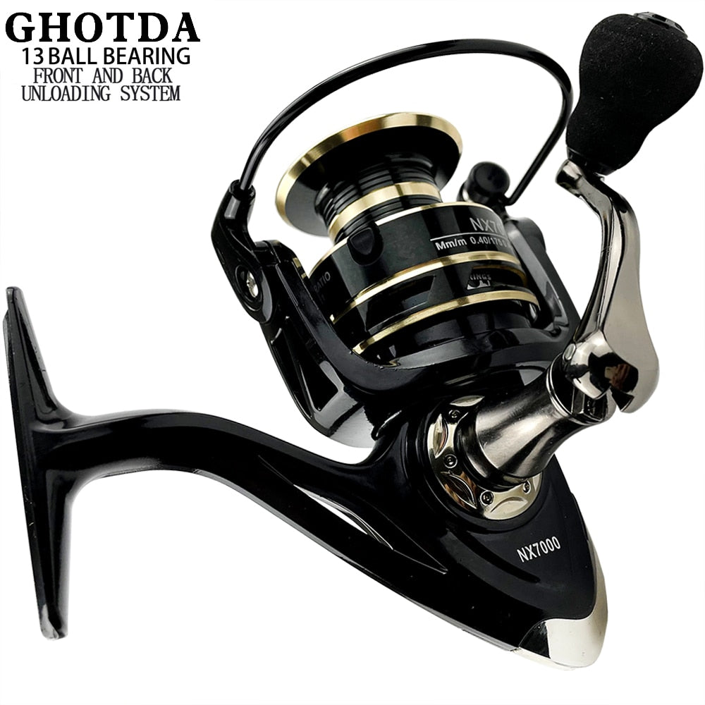 Carretel de Pesca GHOTDA // Carretel de Metal - Aço Inoxidável // Rolamento de Esferas // Cabo de Metal // Carretel Para Pesca em Água Salgada ou ÁGUA Doce // Agora o Peixe não Escapa!!!