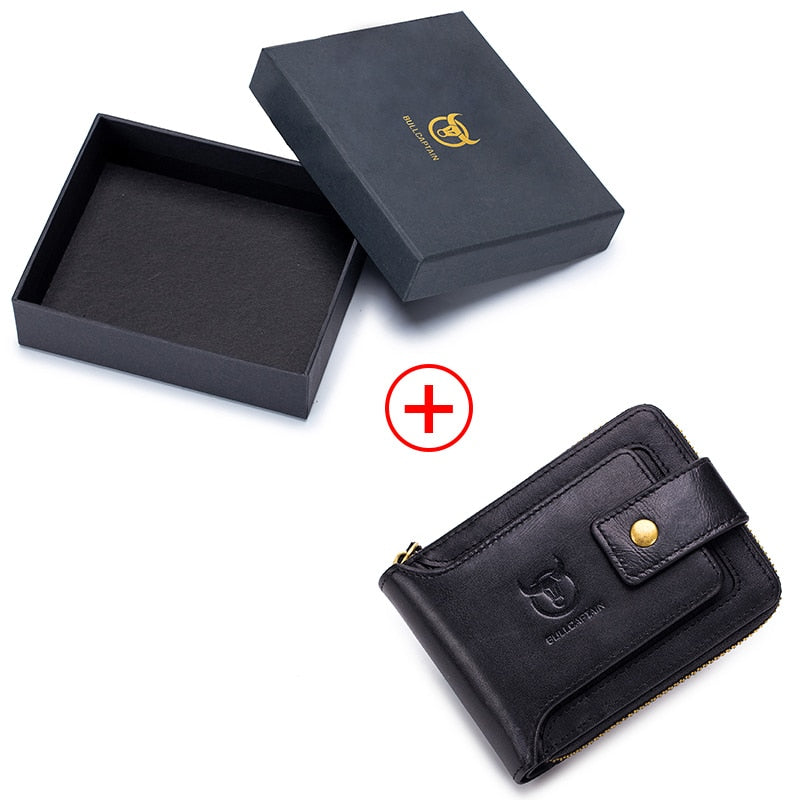 Carteira Masculina de Couro Genuíno BULLCAPTAIN // Carteira Masculina Bolsa Multifuncional // Compartimento p/ Moedas/Cartão // Linda e Elegante!!!