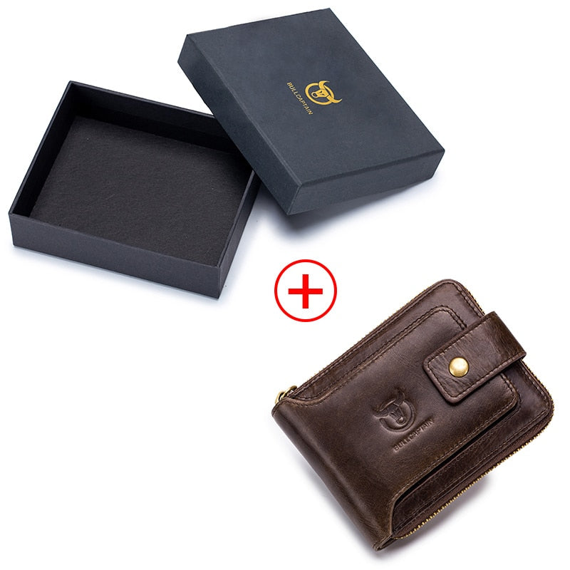 Carteira Masculina de Couro Genuíno BULLCAPTAIN // Carteira Masculina Bolsa Multifuncional // Compartimento p/ Moedas/Cartão // Linda e Elegante!!!
