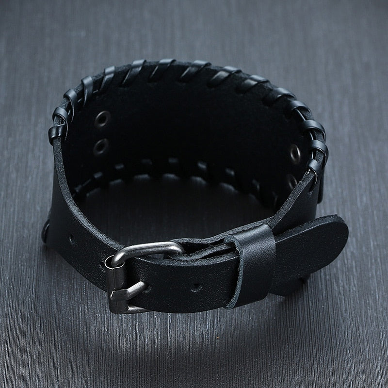 Pulseiras Masculinas Elegantes VENOX de Couro // Envolto em Couro Rock Punk // Pingente de Bússola Masculina // Joia de Pulso, Comprimento Ajustável // Elegante e Super Moderna!!!"