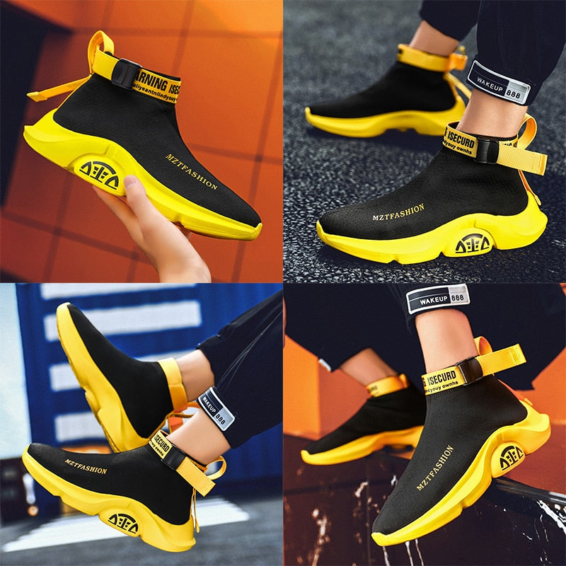 Tênis Masculinos FICHAMES Cano Alto Hip Hop // Sapatos Respiráveis Leves // Calçado de Caminhada Masculino Super Lindos e Confortáveis!!!