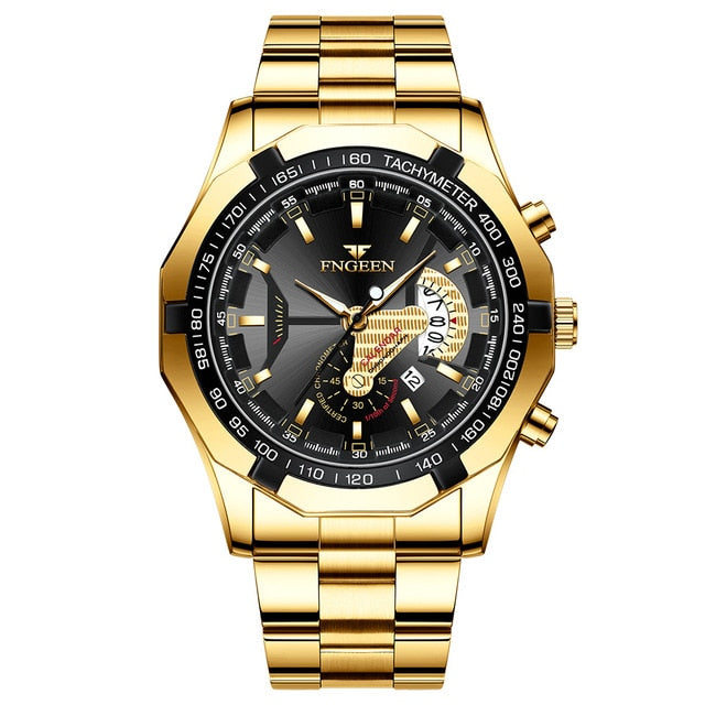 2025 Top Brand Relógio de Luxo FNGEEN Esportivo Quartzo Militar Aço Completo // Moda Casual Relógio de Pulso Masculino À Prova D' Água 50M de Profundidade