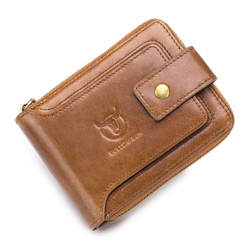 Carteira Masculina de Couro Genuíno BULLCAPTAIN // Carteira Masculina Bolsa Multifuncional // Compartimento p/ Moedas/Cartão // Linda e Elegante!!!
